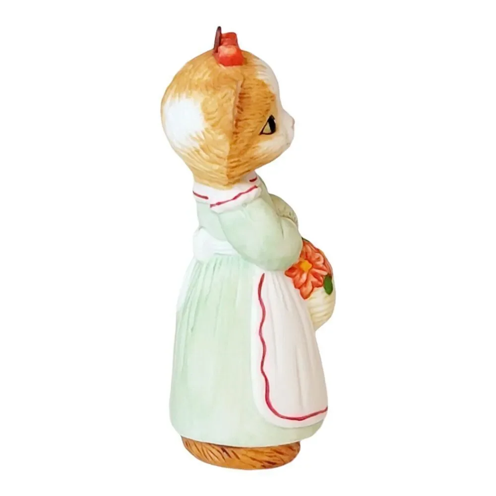 Hallmark Ornament Christmas Kitty 1st in Series Porcelain Cat Kitten with Basket